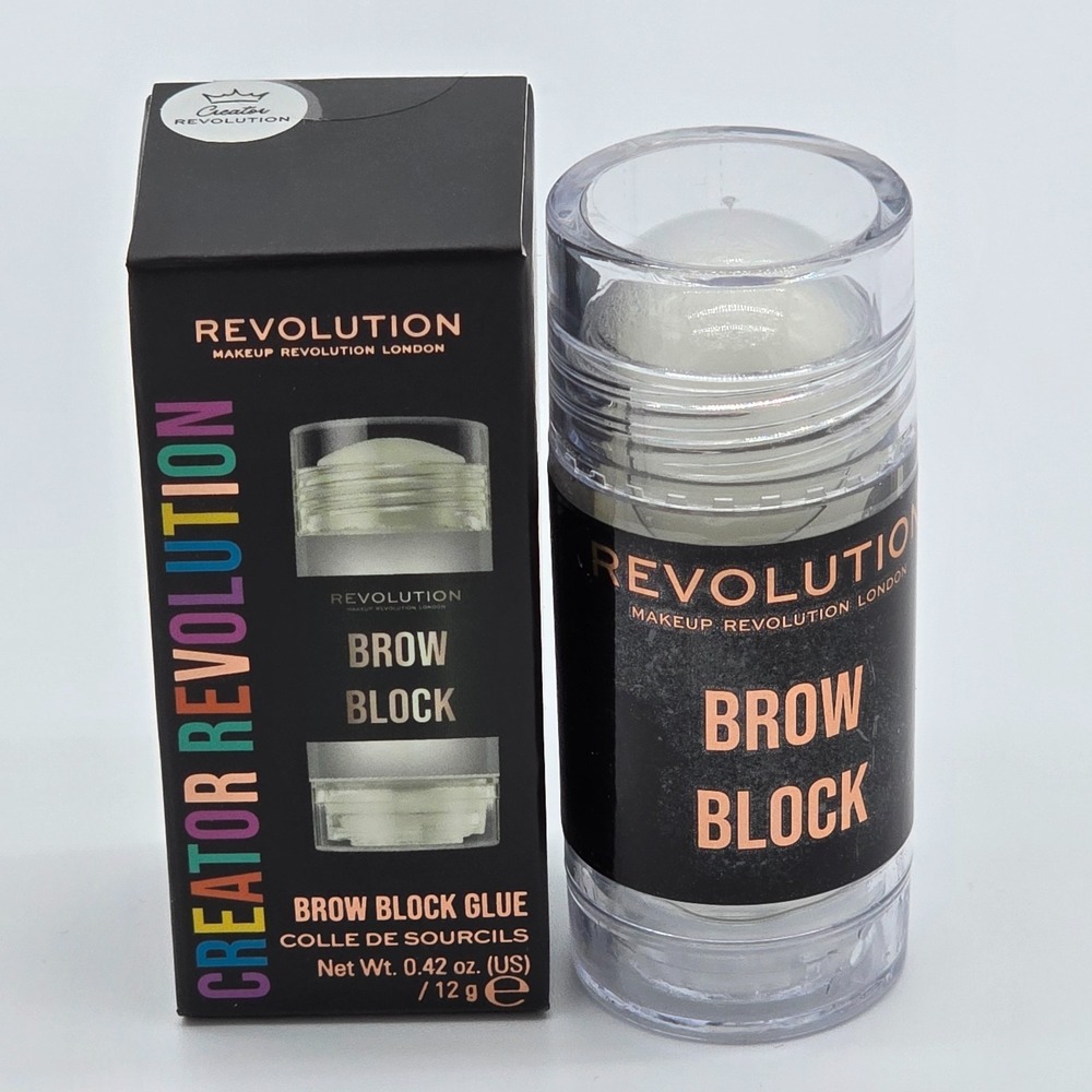 Makeup Revolution Creator Brow Block Glue Clear Styling Gel 0.42oz 12g Stick